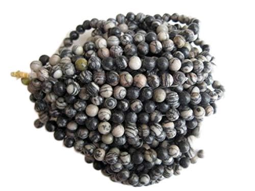 BEADS GEMSTONE Zebra Achat Large Hole Edelstein Perlen, 8mm Zebra Achat Smooth Round Mala Beads, Drill Size 1mm, 15 Inch Beach Code-HIGH-49785 von WORLD WIDE GEMS