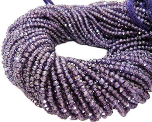 BEADS GEMSTONE Zirkonia Amethyst Farbe 3mm Perlen Rondelle Faceted,Full Shine and Luster,13,5 Inch Long Beach Code-HIGH-67475, Edelstein Metall Stein von WORLD WIDE GEMS