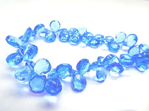 BEADS GEMSTONE blau hydro lose Edelstein 7x9 mm facettierte Birne Briolette Steinperlen, Edelsteinperlen, lose Perlen,Cut Perlen Cab Beads,Perlen 13 Zoll Langer Strand. Code-HIGH-45003 von WORLD WIDE GEMS