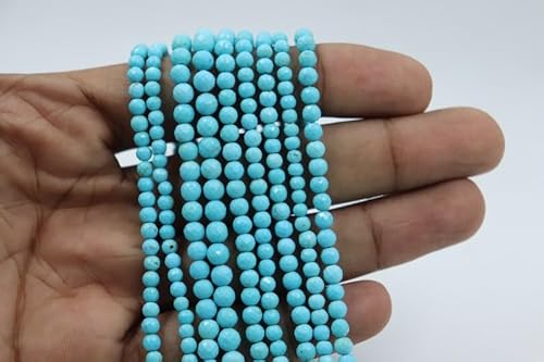 Natural Arizona Turquoise Rondelle Faceted Beads 4 mm 13 inch long string jewelry making gemstone beads for necklace bracelet von WORLD WIDE GEMS