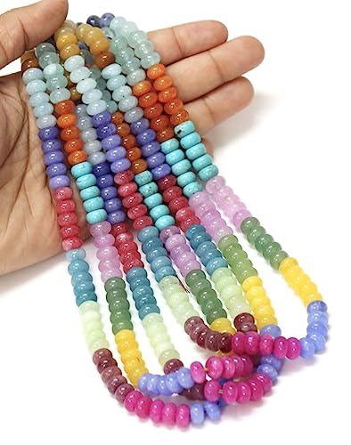 Natural Beautiful Rainbow color rondelle smooth Beads 7-8mm 7 inch long string jewelry making gemstone beads for necklace bracelet von WORLD WIDE GEMS