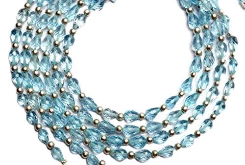 World Wide Gems Beads Gemstone 1 Strand Natural Blue Topaz 6x4 to 7x5MM Teardrop Shape Briolettes 21 Inch Code-HIGH-11615 von WORLD WIDE GEMS