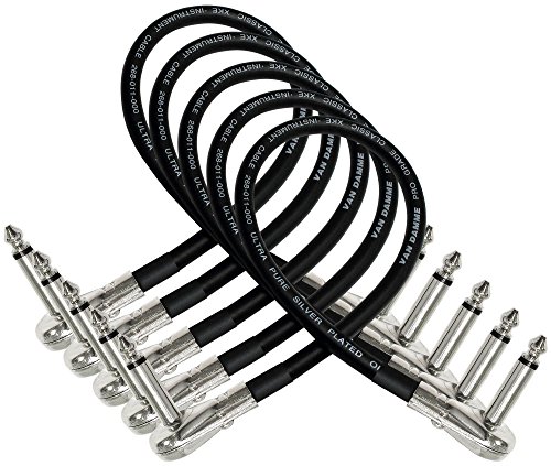 5 Einheiten - Van Damme Pro Grade Classic XKE - 40 cm - flexibles, Gitarren-Bass-Effektinstrument, Pedal Stomp Patch-Kabel - mit TS-Anschlüssen niedrigem Profil und abgewinkeltem Pfannkuchen (6,35 mm) von WORLDS BEST CABLES