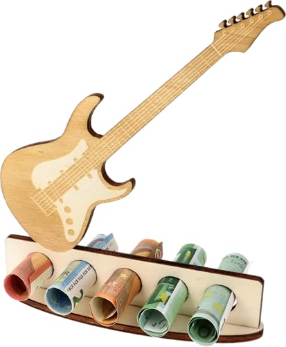 WORTGEFECHTE XL Geldgeschenk Gitarre aus Holz|Geschenkidee|Gutscheinverpackung|witziges Geschenk|Geldgeschenk für Frauen und Männer|Geschenk für Musiker|Bandgründung(Gitarre) von WORTGEFECHTE