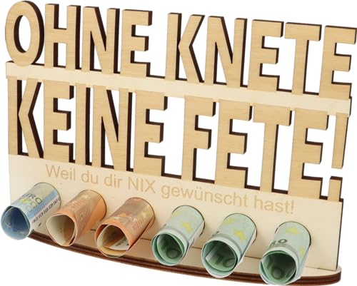 WORTGEFECHTE XL Geldgeschenk aus Holz mit Lasergravur|Geschenkidee|Gutscheinverpackung|witziges Geschenk|Geldgeschenk für Frauen und Männer (Ohne Knete Keine Fete!) von WORTGEFECHTE