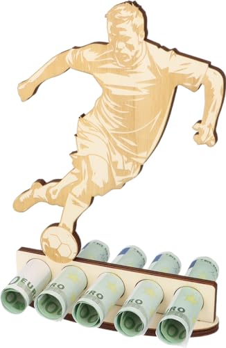 XL Geldgeschenk aus Holz Fußballspieler|Geschenkidee|Gutscheinverpackung|witziges Geschenk|Geldgeschenk für Frauen und Männer (Fußball) von WORTGEFECHTE