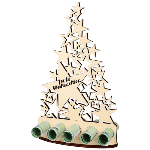 XL Geldgeschenk aus Holz|Geschenkidee|Gutscheinverpackung|witziges Geschenk|Geldgeschenk für Frauen und Männer (Weihnachtsbaum Frohe Weihnachten) von WORTGEFECHTE