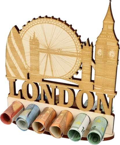 XL Geldgeschenk aus Holz London|Geschenkidee|Gutscheinverpackung|witziges Geschenk|Reisegutschein|Geldgeschenk Städtereise für Frauen und Männer (London) von WORTGEFECHTE