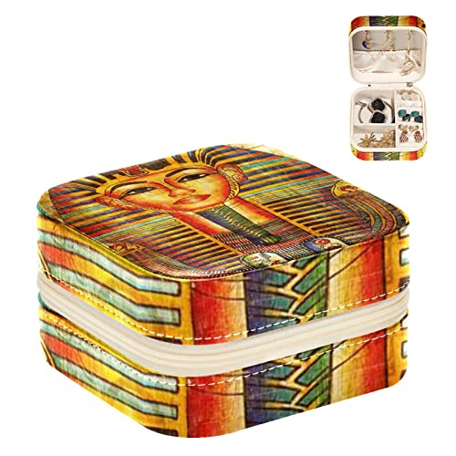 WOSHJIUK Schmuckschatulle aus Leder,tragbares Reise-Schmuckkästchen,ägyptische alte Retro-Nation,Kleine Schmuckschatulle Schmuck Organizer von WOSHJIUK