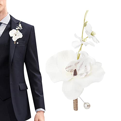 WOTEG Ansteckblume im Knopfloch - Handgefertigte künstliche Phalaenopsis-Anstecker,Corsage für Hochzeit Abschlussball Herbst Vintage rustikale Hochzeit Abschlussball von WOTEG