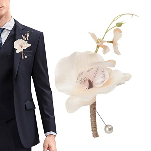 WOTEG Bräutigam Blumen Ansteckblume | Hochzeit Phalaenopsis Ansteckblume - Bräutigam und Trauzeuge Corsage für Hochzeitszeremonie, Jubiläum, rustikale Hochzeit im Herbst von WOTEG