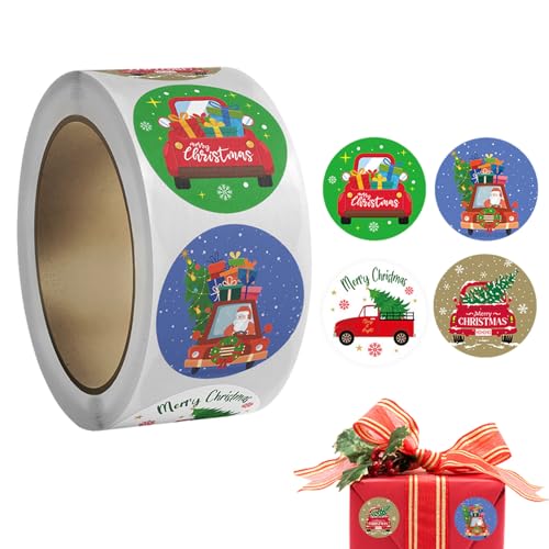 WOTEG Weihnachts-Geschenketiketten-Aufkleber | Runde beschreibbare Aufkleberrolle für Weihnachten - Geschenkverpackungszubehör für Grußkarten, Geschenktüten, Umschläge, Schreibtische, Postkarten von WOTEG