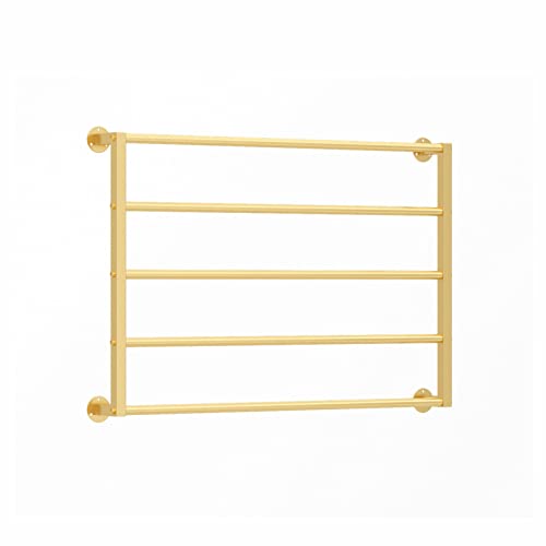 WOTZOV 5-stöckiges, an der Wand montiertes Präsentationsregal aus Metall für Geschenkpapier, Organizer-Regal für Schals/Hosen/Handtücher mit Abnehmbarer Querstrebe für Einzelhan,Gold 100cm von WOTZOV