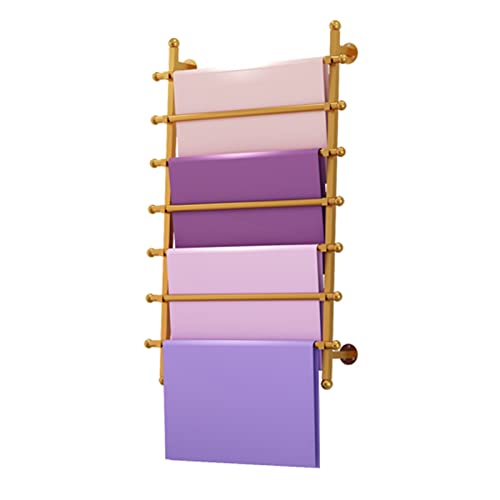 WOTZOV Aufbewahrungsregal für Geschenkpapier für die Wand, langlebige Organizer mit Metallbändern und 7 abnehmbaren Querstangen für Blumenladen/Bastelraum,Gold 120cm von WOTZOV