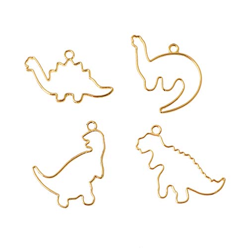 Cartoon Dinosaurier Leere Metallrahmen 4 Stcs Rahmen Offene Lünette Einstellung Harzrahmen Für W/Loop Für Armbandschmuck von WOURRD