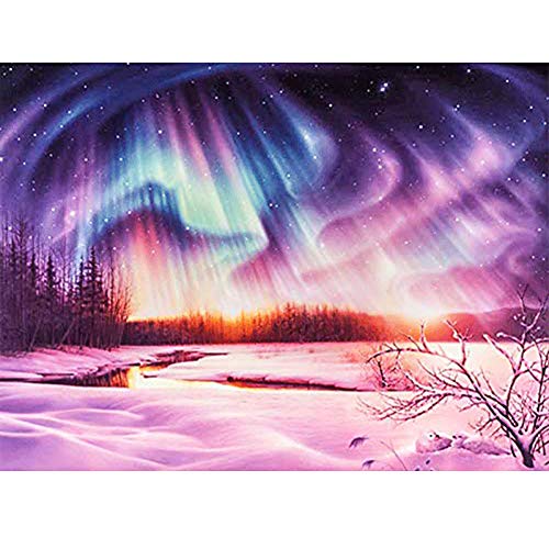 5D Diamond Painting Diamant Malerei Painting Bilder, Wowdecor Bunt Aurora Schnee Universum Full Set Groß DIY Diamant Gemälde Malen Nach Zahlen von WOWDECOR