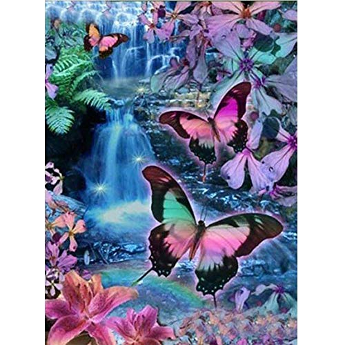 5D Diamond Painting Diamant Malerei Painting Bilder, Wowdecor Bunt Schmetterling Blumen Wasserfall Tiere Full Set Groß DIY Diamant Gemälde Malen Nach Zahlen von WOWDECOR