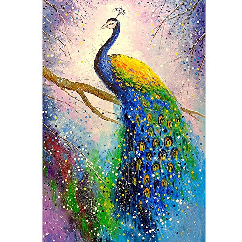 5D Diamond Painting Diamant Malerei Painting Bilder, Wowdecor Bunt Schön Pfau Tiere Full Set Groß DIY Diamant Gemälde Malen Nach Zahlen von WOWDECOR