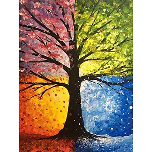 5D Diamond Painting Diamant Malerei Painting Bilder, Wowdecor Bunt Vier Jahreszeit Baum Full Set Groß DIY Diamant Gemälde Malen Nach Zahlen von WOWDECOR