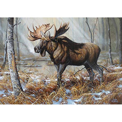 5D Diamond Painting Diamant Malerei Painting Bilder, Wowdecor Elch Hirsch Wald Winter Schnee Tiere Full Set Groß DIY Diamant Gemälde Malen Nach Zahlen von WOWDECOR