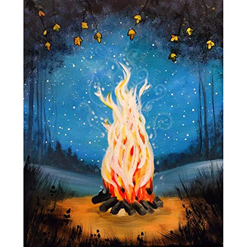 5D Diamond Painting Diamant Malerei Painting Bilder, Wowdecor Feuer Lagerfeuer Nachtaufnahme Full Set Groß DIY Diamant Gemälde Malen Nach Zahlen von WOWDECOR