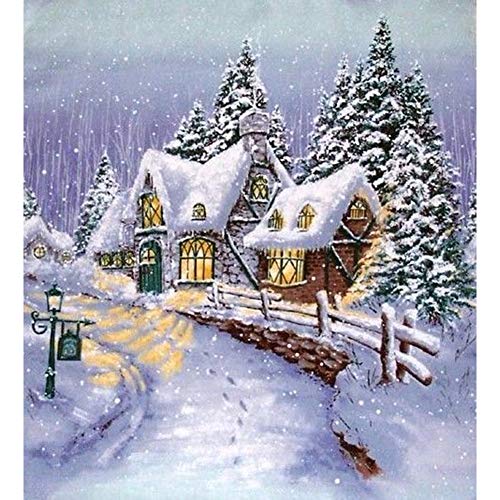 5D Diamond Painting Diamant Malerei Painting Bilder, Wowdecor Kabine Winter Schnee Landschaft Full Set Groß DIY Diamant Gemälde Malen Nach Zahlen von WOWDECOR