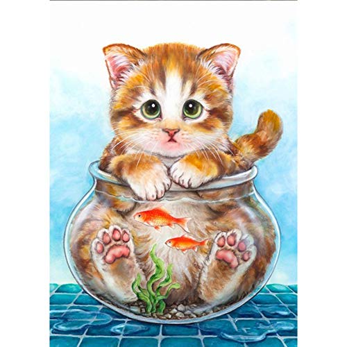 5D Diamond Painting Diamant Malerei Painting Bilder, Wowdecor Katze Fisch Tiere Full Set Groß DIY Diamant Gemälde Malen Nach Zahlen von WOWDECOR