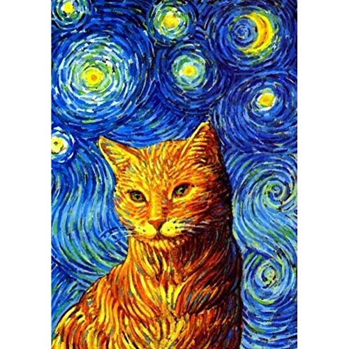 5D Diamond Painting Diamant Malerei Painting Bilder, Wowdecor Kleiner Tiger Van Gogh Sternenklarer Himmel Full Set Groß DIY Diamant Gemälde Malen Nach Zahlen von WOWDECOR