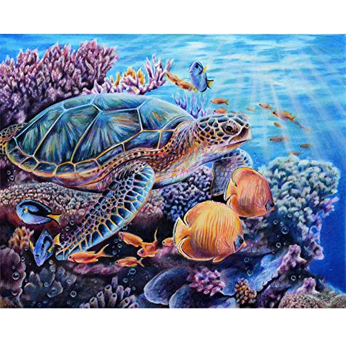 5D Diamond Painting Diamant Malerei Painting Bilder, Wowdecor Schildkröte Fisch Ozean Unterwasser Welt Tiere Full Set Groß DIY Diamant Gemälde Malen Nach Zahlen von WOWDECOR