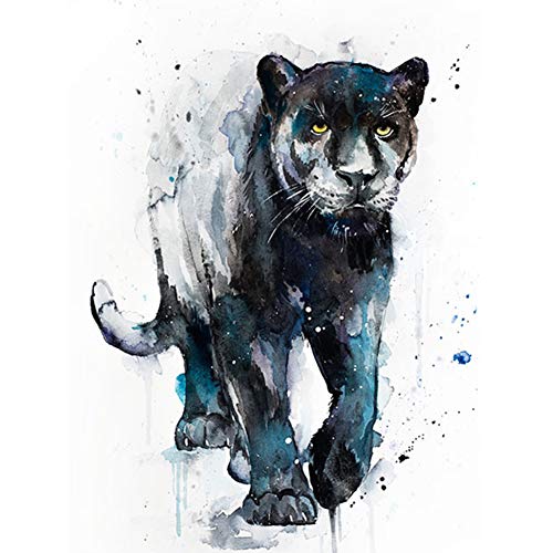 5D Diamond Painting Diamant Malerei Painting Bilder, Wowdecor Schwarzer Leopard Tiere Full Set Groß DIY Diamant Gemälde Malen Nach Zahlen von WOWDECOR