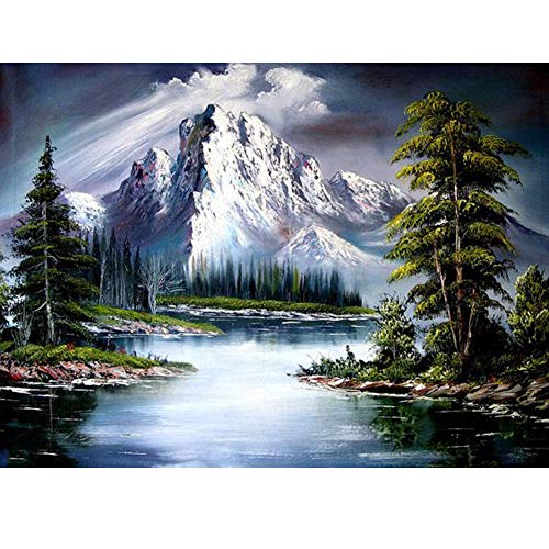 5D Diamond Painting Diamant Malerei Painting Bilder, Wowdecor See Schnee Berg Baum Landschaft Full Set Groß DIY Diamant Gemälde Malen Nach Zahlen von WOWDECOR