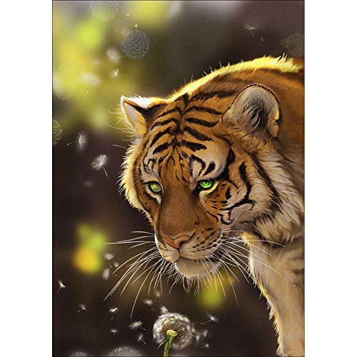 5D Diamond Painting Diamant Malerei Painting Bilder, Wowdecor Tiger König Tiere Löwenzahn Full Set Groß DIY Diamant Gemälde Malen Nach Zahlen von WOWDECOR