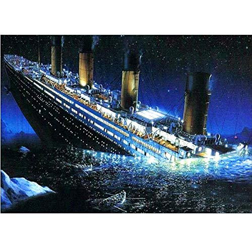 5D Diamond Painting Diamant Malerei Painting Bilder, Wowdecor Titanic Schiffswrack Meer Boot Full Set Groß DIY Diamant Gemälde Malen Nach Zahlen von WOWDECOR