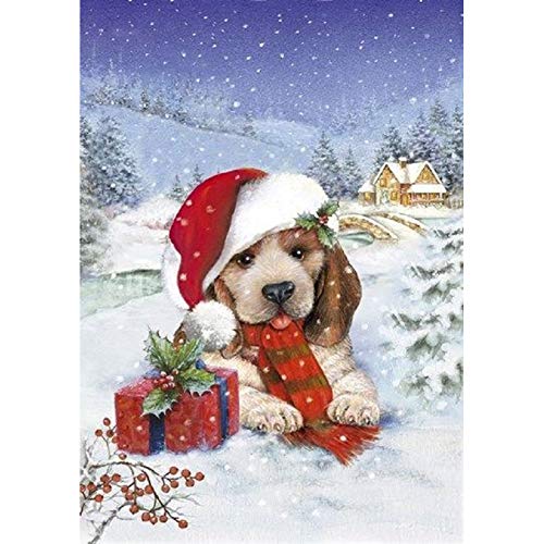 5D Diamond Painting Diamant Malerei Painting Bilder, Wowdecor Weihnachten Hut Welpe Hund Full Set Groß DIY Diamant Gemälde Malen Nach Zahlen von WOWDECOR