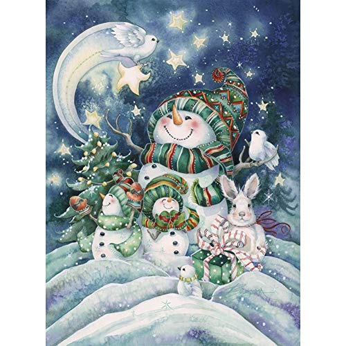 5D Diamond Painting Diamant Malerei Painting Bilder, Wowdecor Weihnachten Schneemann Mond Sterne Full Set Groß DIY Diamant Gemälde Malen Nach Zahlen von WOWDECOR