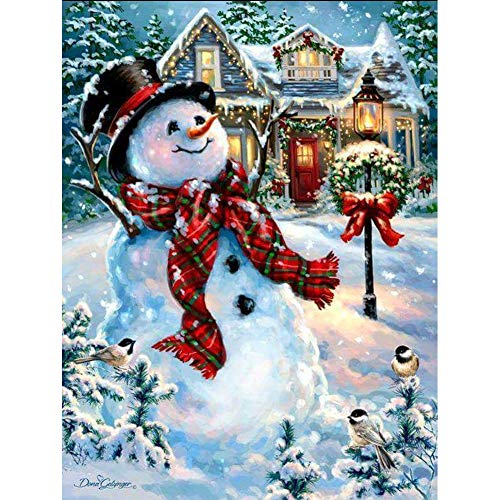 5D Diamond Painting Diamant Malerei Painting Bilder, Wowdecor Weihnachten Schneemann Winter Schnee Landschaft Full Set Groß DIY Diamant Gemälde Malen Nach Zahlen von WOWDECOR