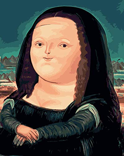 WOWDECOR DIY Malen nach Zahlen für Erwachsene Kinder Mädchen, Leonardo da Vincis Mona Lisa Fett Ungezogen 40x50cm Vorgedruckt Leinwand-Ölgemälde (ohne Rahmen) von WOWDECOR