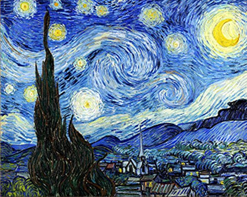 WOWDECOR DIY Malen nach Zahlen für Erwachsene Kinder Mädchen, Van Gogh Sternenhimmel 40x50cm Vorgedruckt Leinwand-Ölgemälde (mit Rahmen) von WOWDECOR