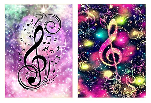 WOWDECOR Diamantmalerei, bunte Musiknote, Sternenhimmel, voller Bohrer, 5D-Diamant-Kunst-Set, Stickerei, Mosaik, 30 x 40 cm, 2 Stück von WOWDECOR