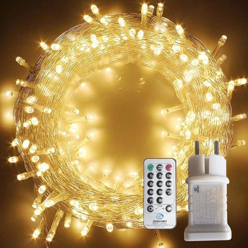 WOWDSGN 20M 200 LEDs Lichterkette, Warmweiß, 8 Leuchtmodi, Strombetrieben mit EU Stecker, IP44 Wasserdicht, Lichterkette für Party, Feier, Hochzeit, Weihnachtsbeleuchtung für Innen und Außen von WOWDSGN