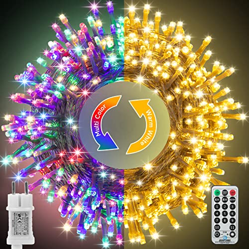 WOWDSGN 30M 300LED Lichterkette Warmweiß und Bunt Dimmbar, 11 Modi Timer Strombetrieben IP44 wasserdicht LED Lichterkette für Innen Außen Weihnachten Weihnachtsbaum Haus Party Garten Deko von WOWDSGN