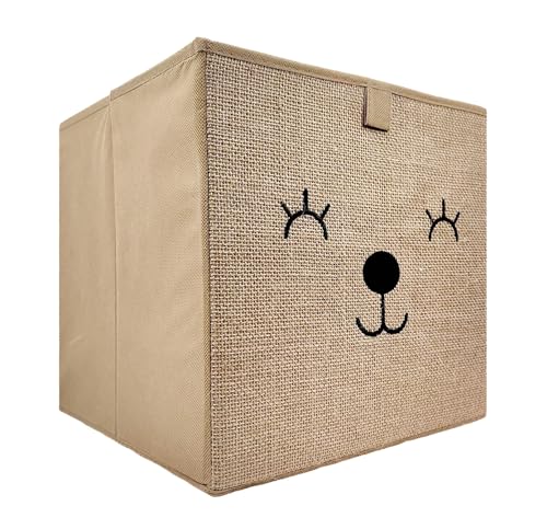 WOWGADGET Faltbox Bär | Aufbewahrungsbox für Kinder,aus Jute im Würfel für Regale und Schränke. Sortierbox/Spielzeugkiste Toy Bin für Dokumente, Spielzeug, Büroartikel uvm. 30x30x30cm von WOWGADGET