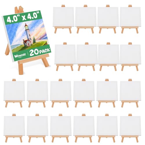 20 Stück Mini Staffelei mit Leinwand, Mini Staffelei aus Holz, Mini Leinwand 10 x 10 cm, Klein Tischstaffelei, Faltbarer Dreieckiger Ständer Tischdeko für Kindermalerei, DIY 20 Stück Mini Staffelei mit Leinwand, Mini Staffelei aus Holz, Mini Leinwand 10 x 10 cm, Klein Tischstaffelei, Faltbarer Dreieckiger Ständer Tischdeko für Kindermalerei, DIY von WOWOSS