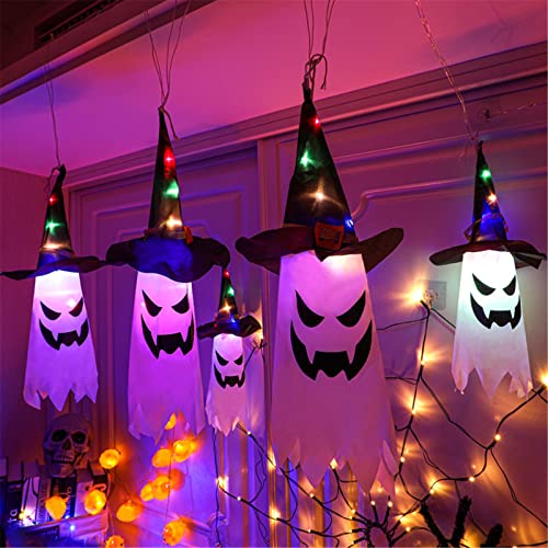 WOXIHUAN Halloween Lichterkette mit 5 verbundenen LED Lichterketten Geist Leuchten Batteriebetrieben Halloween Lichter DIY Anhänger Lampe Halloween Deko Horror Lichterkette für Garten Party Deko von WOXIHUAN