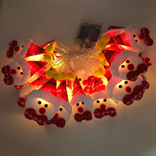 WOXIHUAN Lichterkette Weihnachten Plüsch Schneemann Led Lichterkette Weihnachtsbaum Lichter Innen Batteriebetrieben Lichterketten Weihnachtsbeleuchtung für Weihnachten Deko Party Balkon von WOXIHUAN