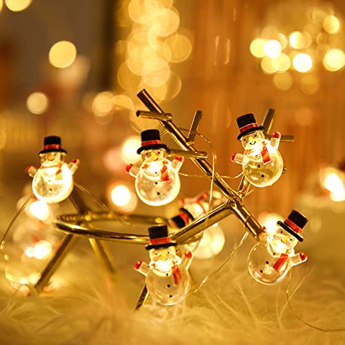 WOXIHUAN 3M Lichterkette Innen Weihnachten Lichter Batteriebetrieben mit 30 Led Schneemann Lichterketten Vorhang Deko Beleuchtung Weihnachtsbeleuchtung für Party Garten Balkon von WOXIHUAN