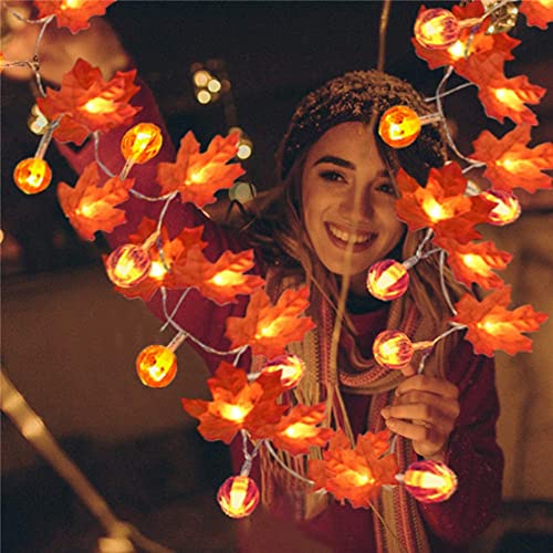 WOXIHUAN Lichterkette Außen Innen Ahornblätter LED Lichter Batteriebetrieben Laterne Herbst Lichterketten Home Thanksgiving Halloween Dekoration für Garten Party Indoor Outdoor von WOXIHUAN