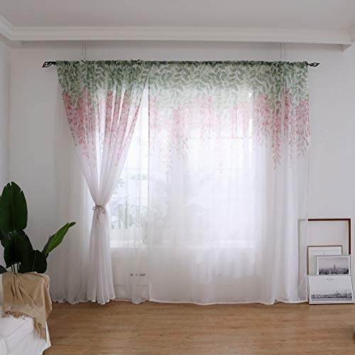 WPCASE Stores gardinen gardinen Vorhänge für Windows für Wohnzimmer Floral Tüll Voile Tür Fenster Vorhang Moderne Voile Panels Sheer vorhänge für Windows 100x270,pink von WPCASE