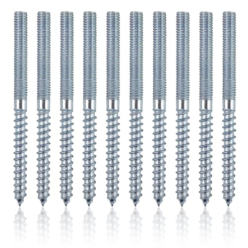 10 Stück Stockschraube M6, M6x80 mm Stockschrauben Edelstahl Verzinkt, Torx Stockschrauben, TX15 Doppelgewindeschrauben Stockschraube M6 für Holzschrauben, Möbelbeine, Metallbüge von WPPQWP