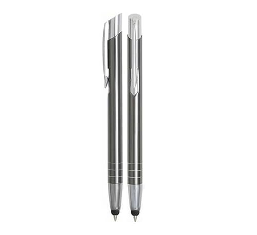 WPRO Toccara | 2-er Set | Kugelschreiber & Eingabe-Stift 2in1 | Smartphone & Tablet | dünne 3D Touch-Screen Stylus-Pen Spitze | Touchpen | grafit von WPRO